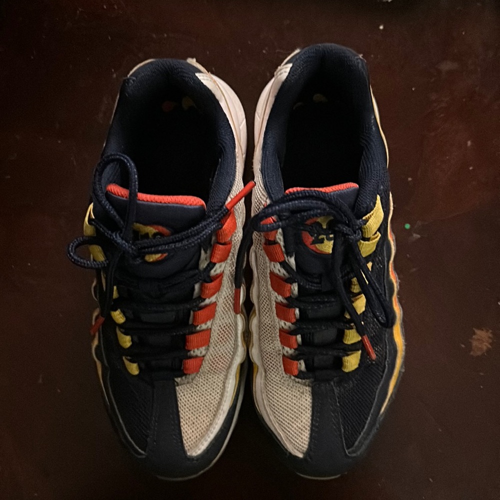 Nike air max 95 . Big kids size 5 1/2. Blue, white, off white, yellow and orange